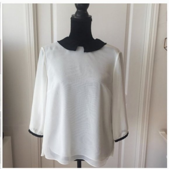 Ted Baker Jenya white black Blouse top 2 nwot - Picture 4 of 7